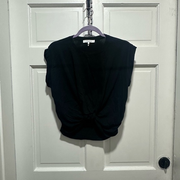 Frame Denim Women's Black Knot-Detail Muscle Tee size Small EUC - Picture 3 of 5